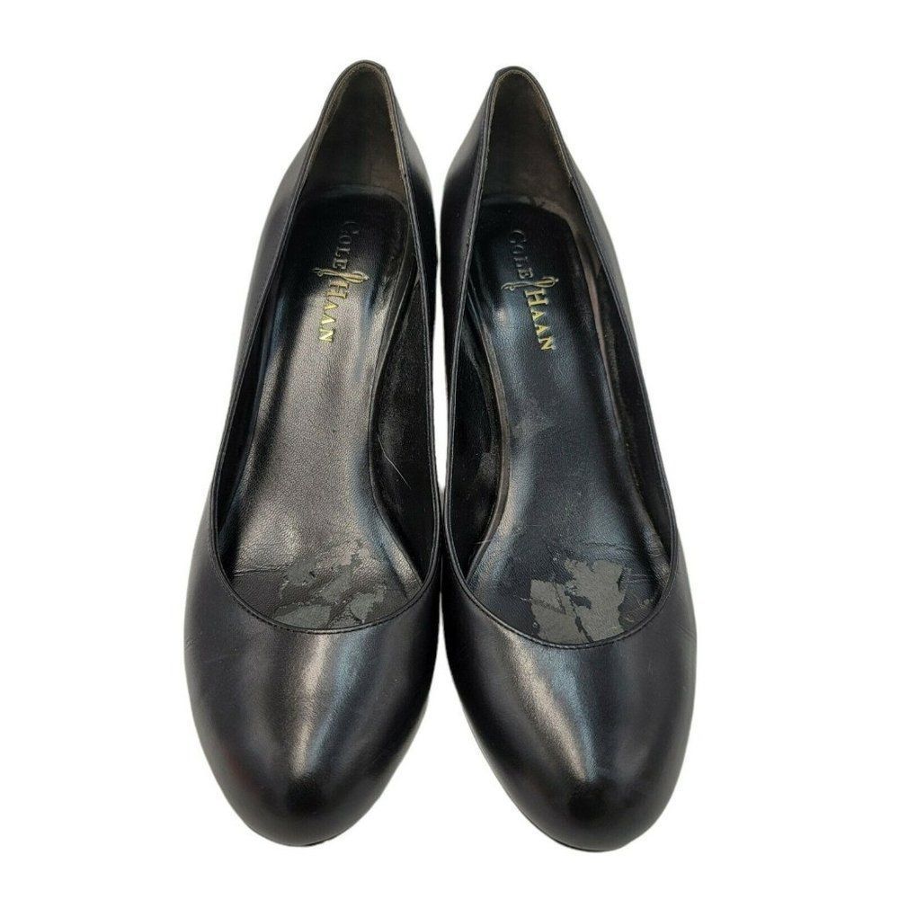 Cole Haan Air Black Leather Heels Slip On Shoes 8 C